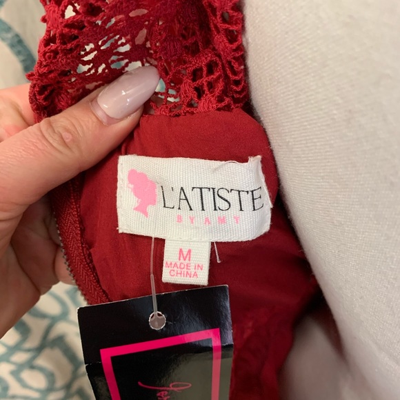 NWT Red Lacy Long Sleeved Cocktail Dress - Picture 5 of 5